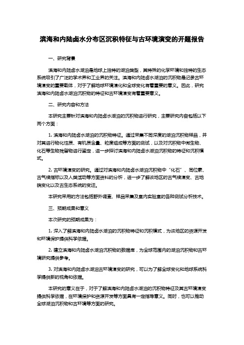 滨海和内陆卤水分布区沉积特征与古环境演变的开题报告