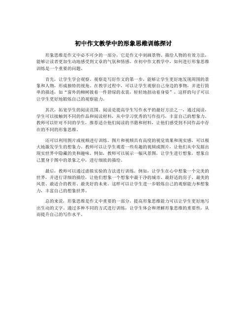 初中作文教学中的形象思维训练探讨