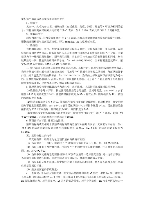 梁配筋平面表示法与梁构造通用图说明