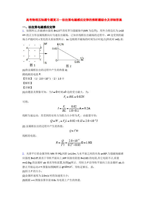 高考物理压轴题专题复习—法拉第电磁感应定律的推断题综合及详细答案