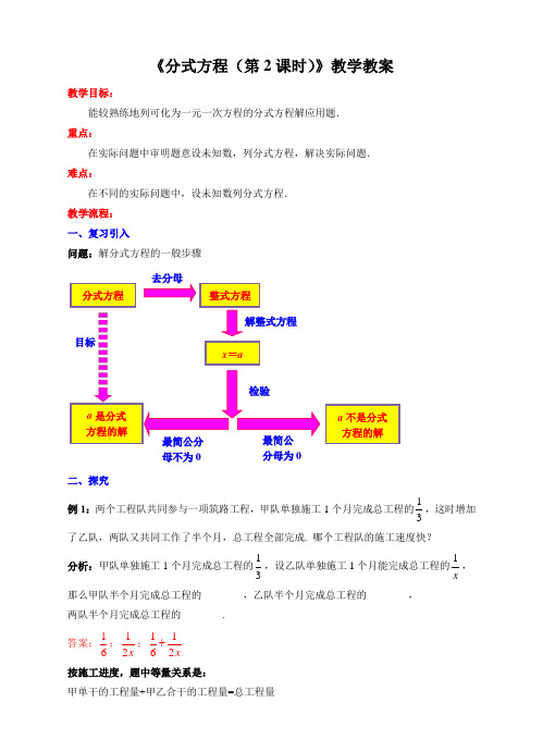 人教版八年级数学上册《分式方程(第2课时)》教学教案