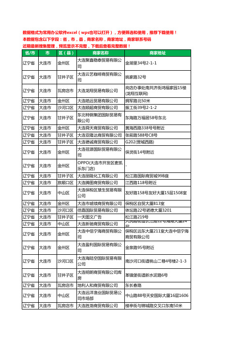 2020新版辽宁省大连市贸易有限公司工商企业公司商家名录名单黄页联系电话号码地址大全1752家