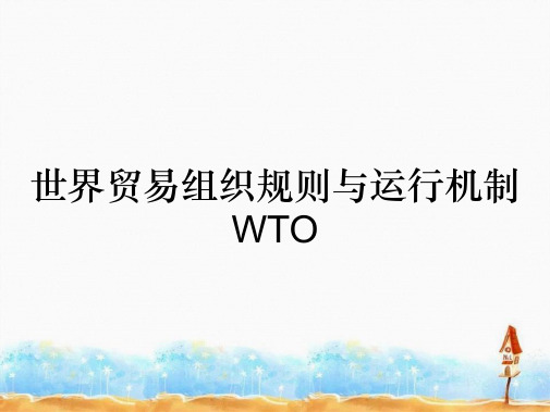 世界贸易组织规则与运行机制WTO