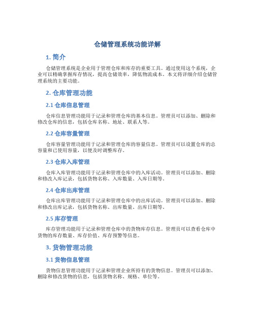 仓储管理系统功能详解