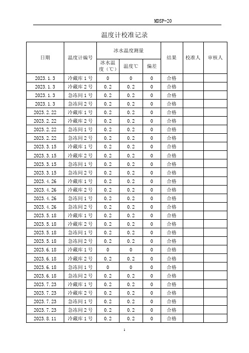 温度计校准记录