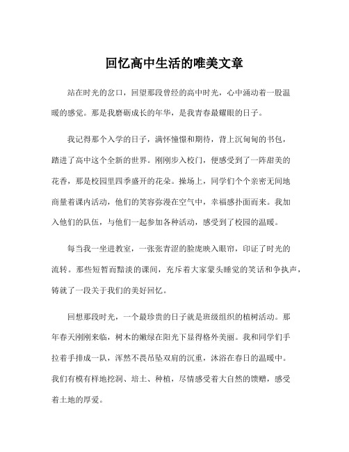 回忆高中生活的唯美文章