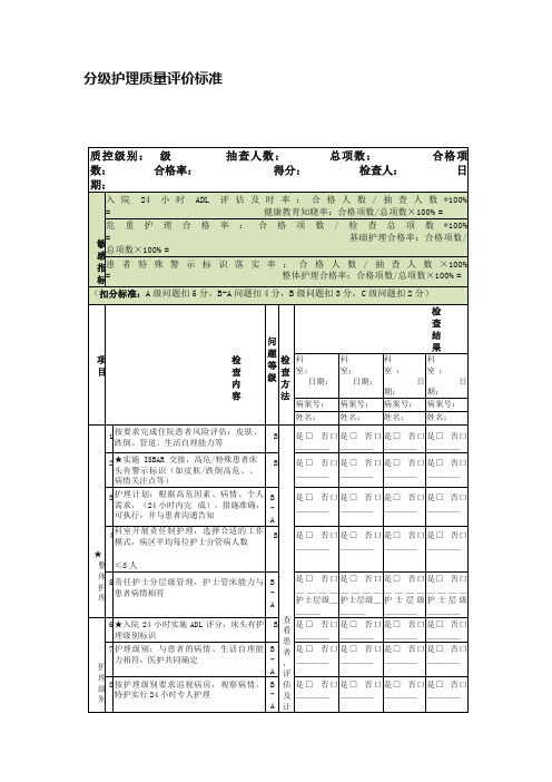 分级护理质量评价标准