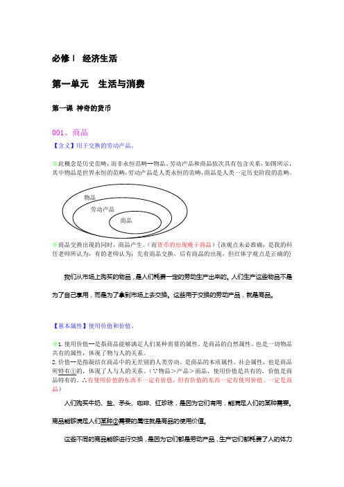 政治必修一第一课知识点大全(人教版)