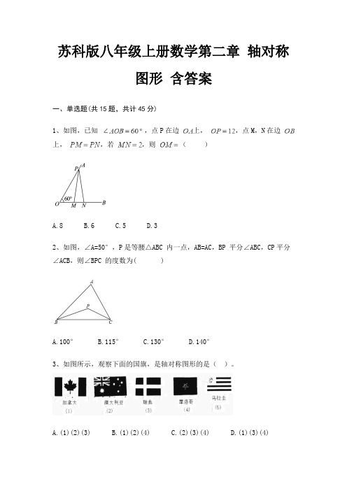 苏科版八年级上册数学第二章 轴对称图形 含答案