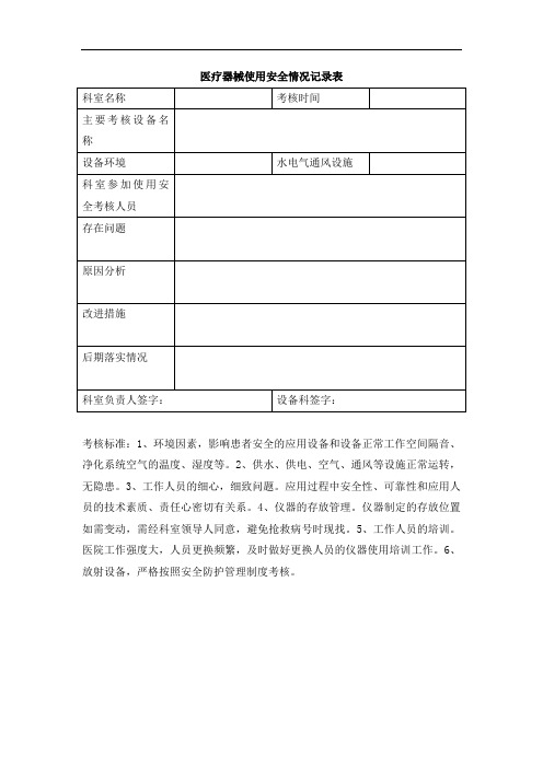 医疗器械使用安全情况记录表