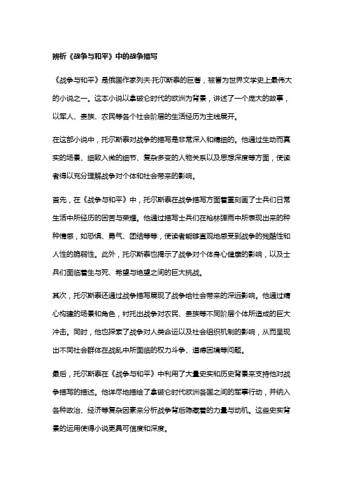 辨析《战争与和平》中的战争描写