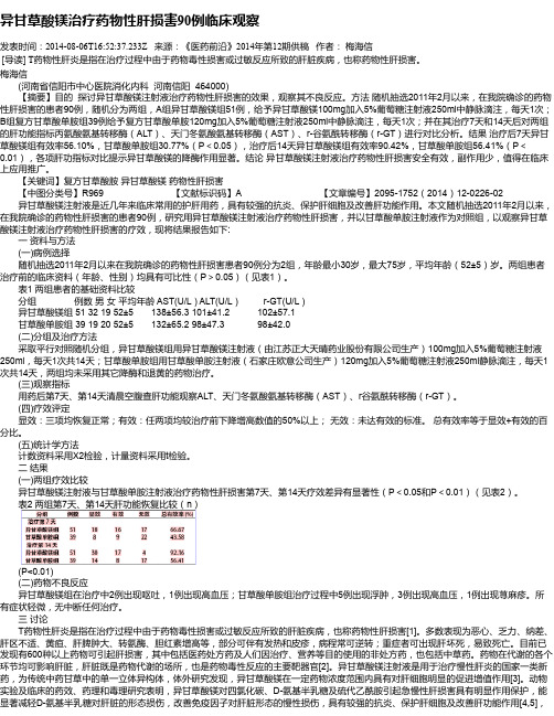 异甘草酸镁治疗药物性肝损害90例临床观察