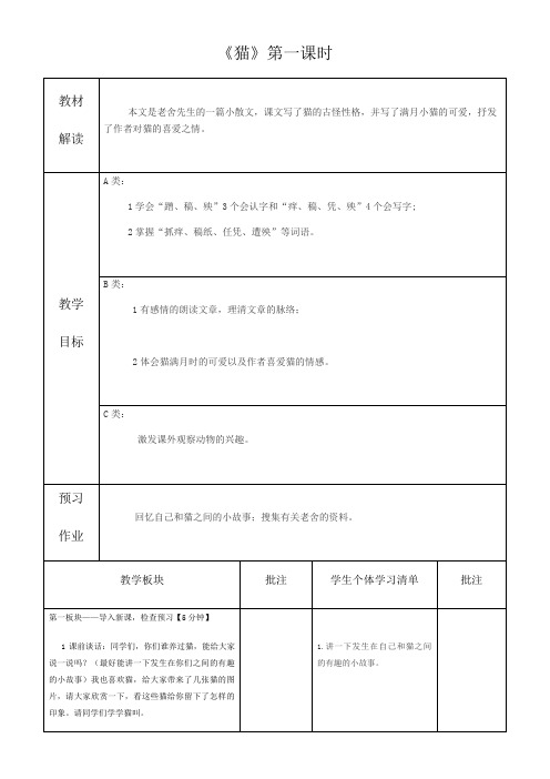 《猫1》优秀教案