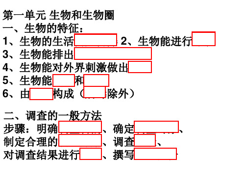 初中生物七年级上册复习PPT课件 人教版