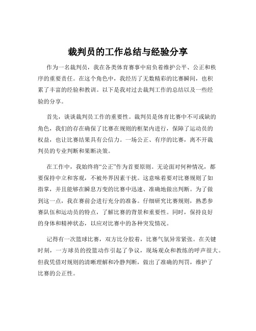 裁判员的工作总结与经验分享