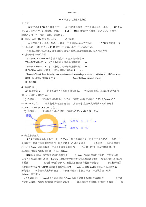 PCB焊盘与孔设计工艺规范(2015.08.31)