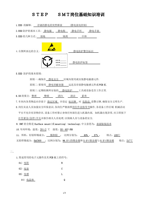 SMT岗位基础知识培训