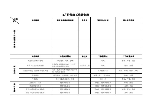 行政工作计划表