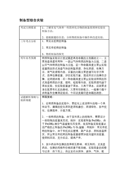 高考化学复习专题制备型综合实验