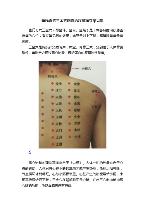 董氏奇穴三金穴刺血治疗膝痛立竿见影