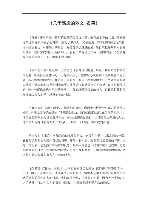 关于感恩的散文 名篇