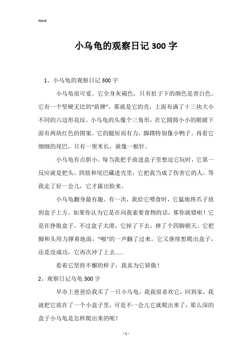 小乌龟的观察日记300字