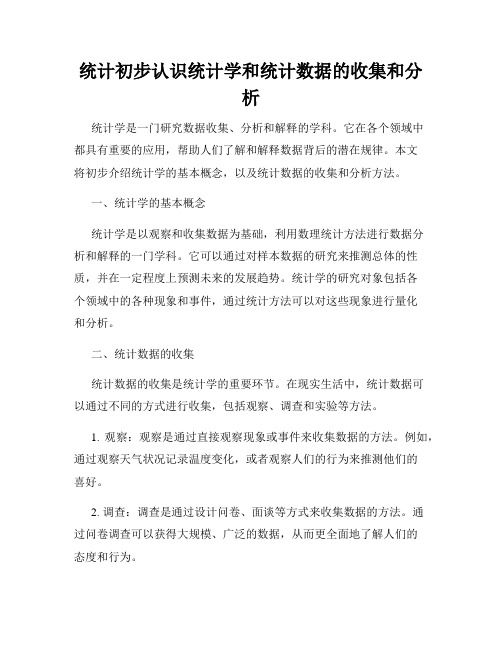 统计初步认识统计学和统计数据的收集和分析