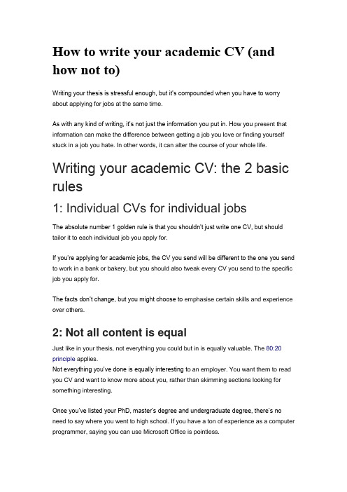 How to write your academic CV