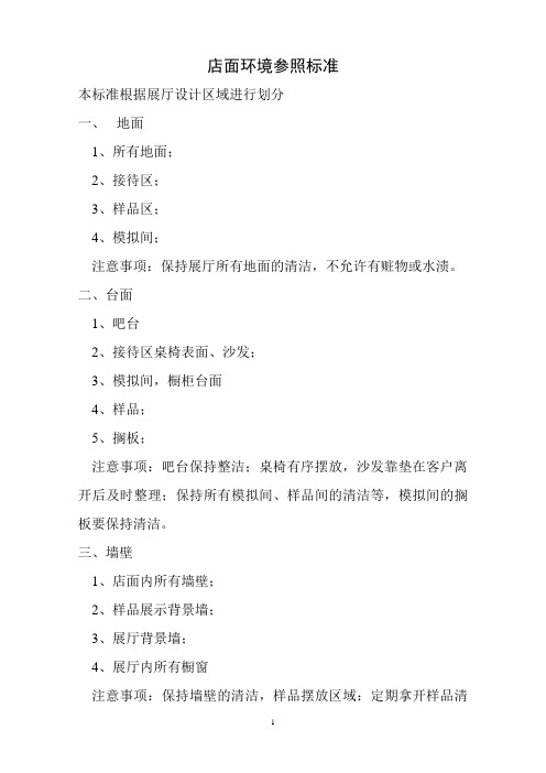 店面环境检查标准