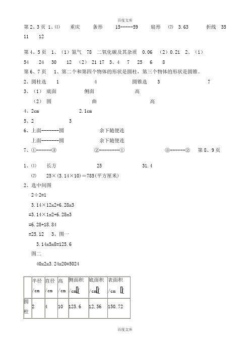 苏教版6年级下册数学补充习题全册答案