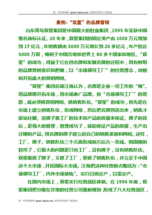 案例:“双星”的品牌营销