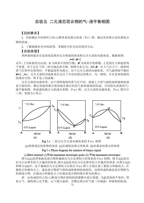 13 实验五 二元液体溶液的气—液平衡相图