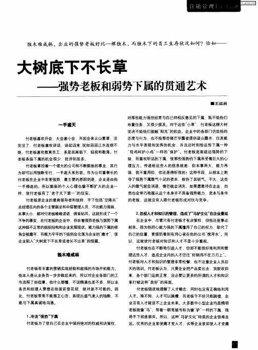 大树底下不长草——强势老板和弱势下属的贯通艺术