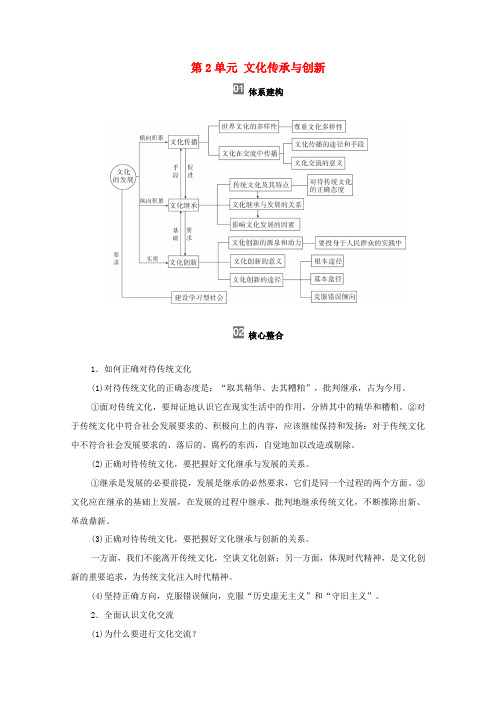 模块3 文化生活 第2单元 文化传承与创新 单元综合提升教学案-人教版高三全册政治教学案