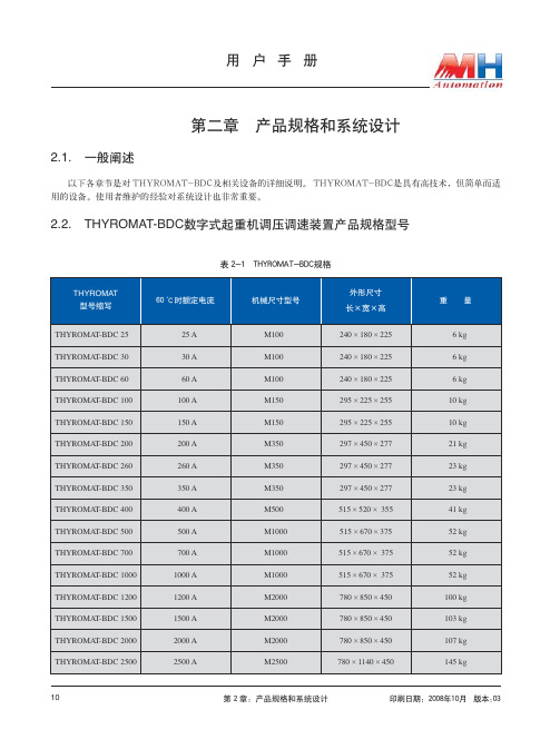 美恒数字化交流可控硅调速控制装置用户手册08版(2)