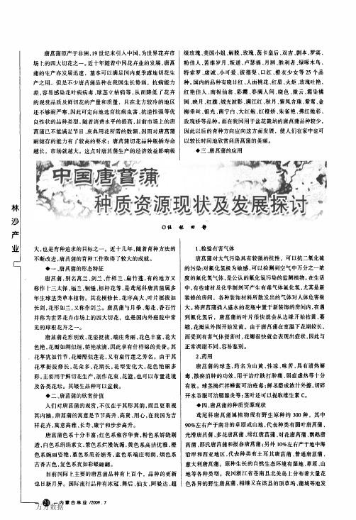中国唐菖蒲种质资源现状及发展探讨