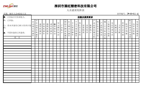 ZW-05-011-A1 人员素质矩阵表