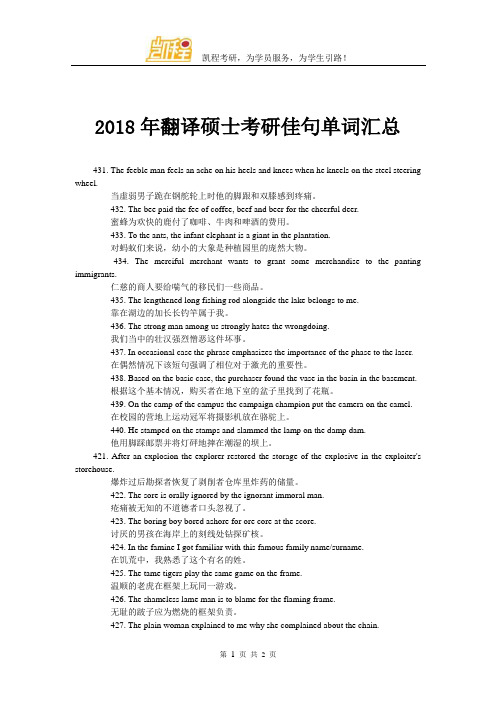 2018年翻译硕士考研佳句单词汇总