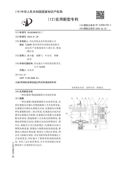 【CN210001703U】一种电絮凝慢速脱碳联合水处理设备【专利】