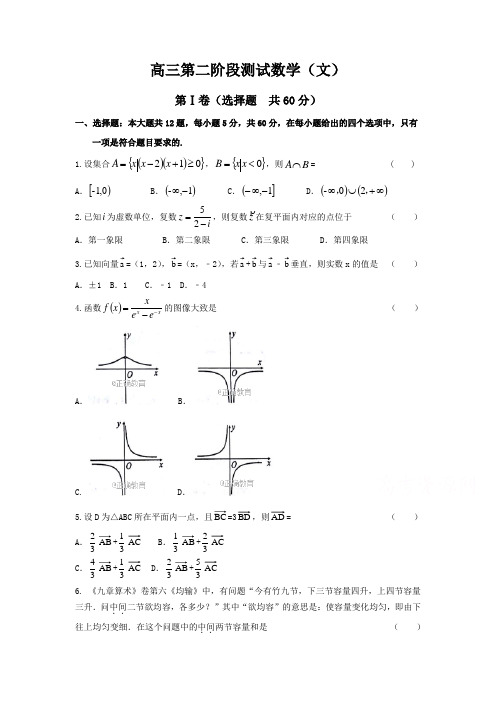 2018届高三第二次月考数学试卷(文)含答案