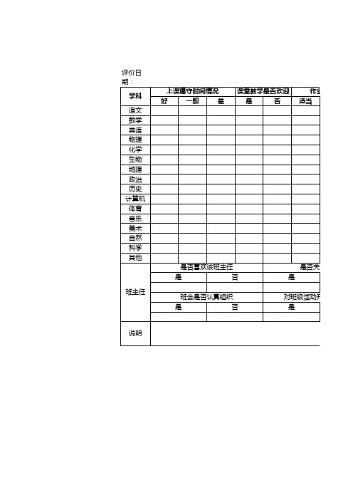 教师教学评价表1