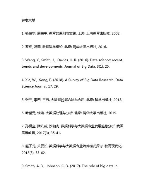 数据科学与大数据专业的国内外研究历史和现状参考文献