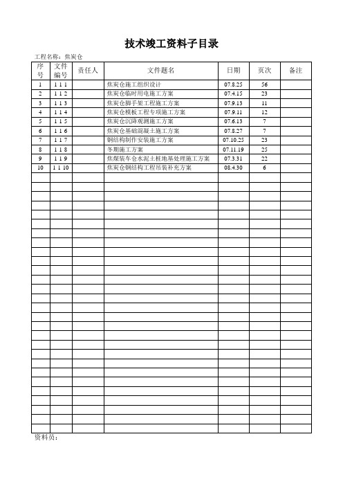 技术竣工资料子目录资料