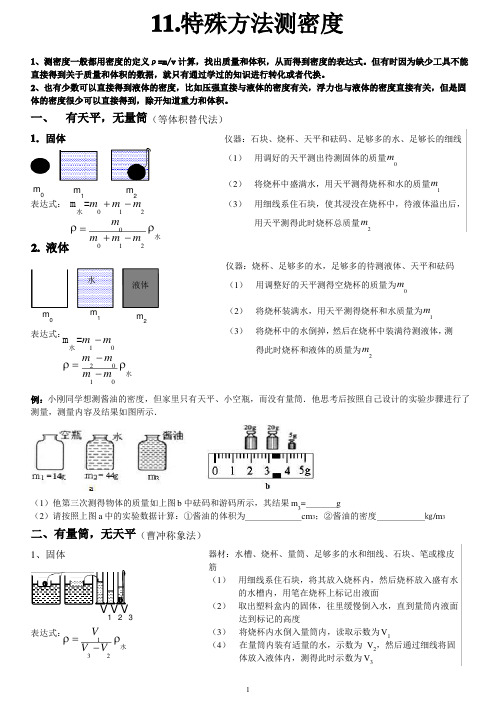 (完整版)12、特殊方法测密度