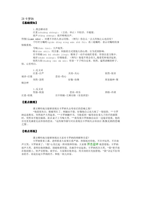 23 卡罗纳-要点梳理