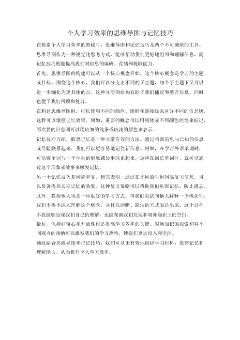 个人学习效率的思维导图与记忆技巧