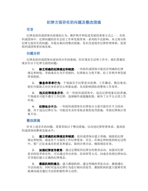 纪律方面存在的问题及整改措施