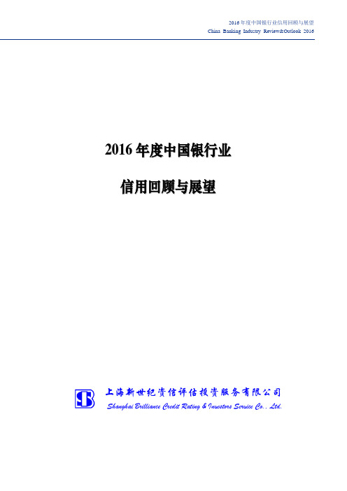 2016 年度中国银行业 信用回顾与展望