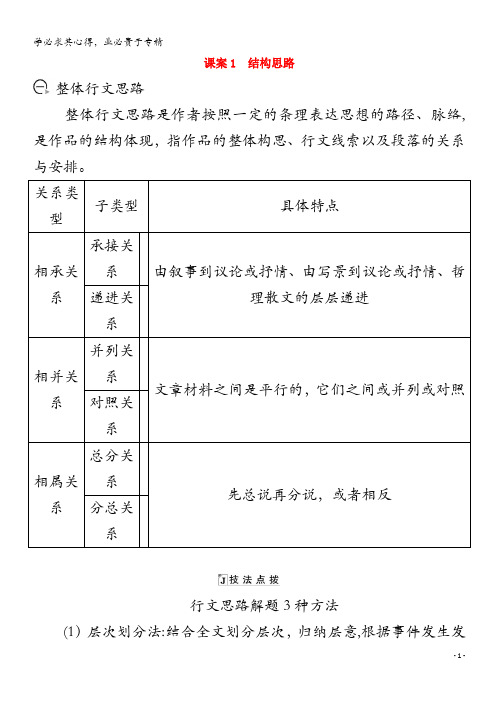 2021版高考语文一轮复习 专题十 散文阅读 课案1 结构思路学案 (1)