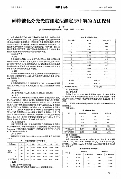 砷铈催化分光光度测定法测定尿中碘的方法探讨